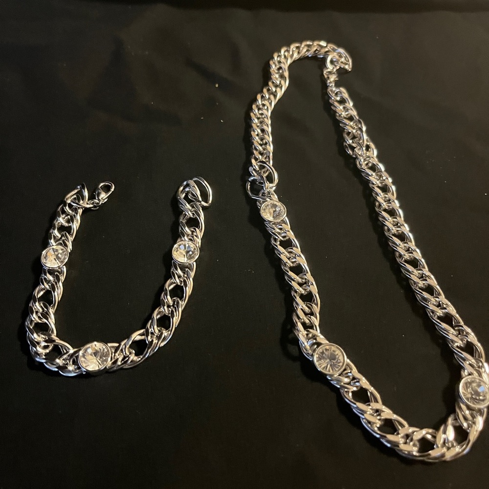 Kenneth Jay Lane necklace and bracelet set with with large crystals.